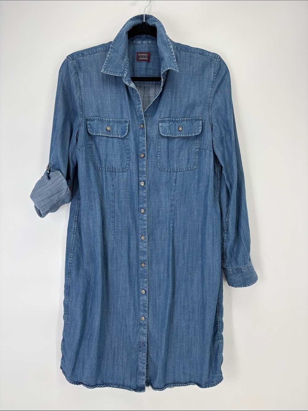 🎲 UNTUCKit Denim Chambray Shirt Dress in Blue